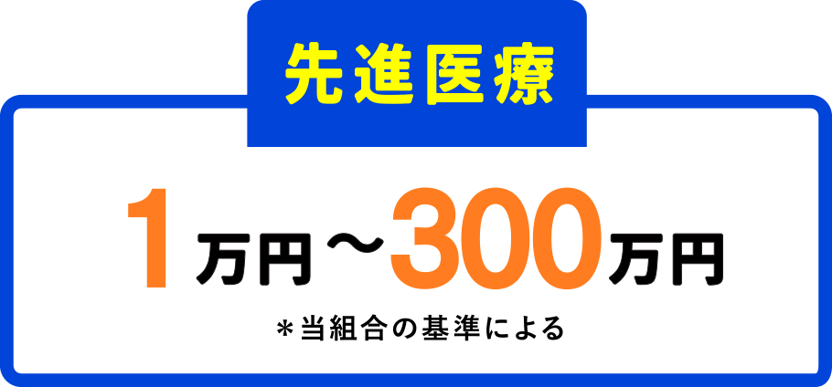 先進医療：1万円～150万円＊当組合の基準による